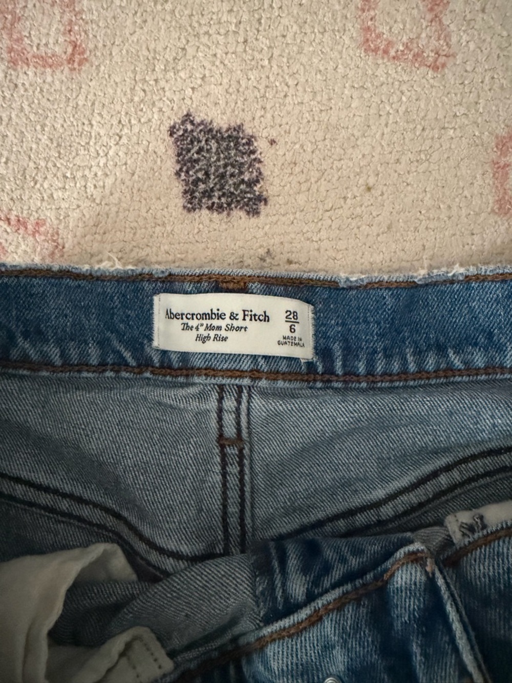 Abercrombie & Fitch Medium Blue Frayed Hem Denim Shorts - Picture 4 of 5